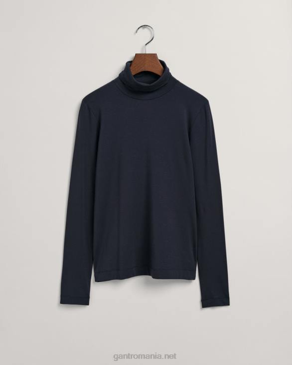 pulover cu mânecă lungă din jerseu pe gât 888T637 albastru de seară GANT femei