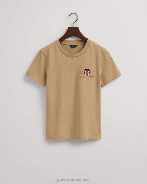 tricou cu scutul de arhivă 888T608 bej alun GANT femei