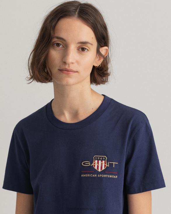 tricou cu scutul de arhivă 888T612 albastru de seară GANT femei