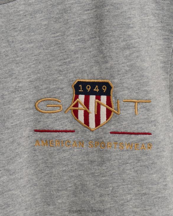 tricou cu scutul de arhivă 888T613 melange gri GANT femei