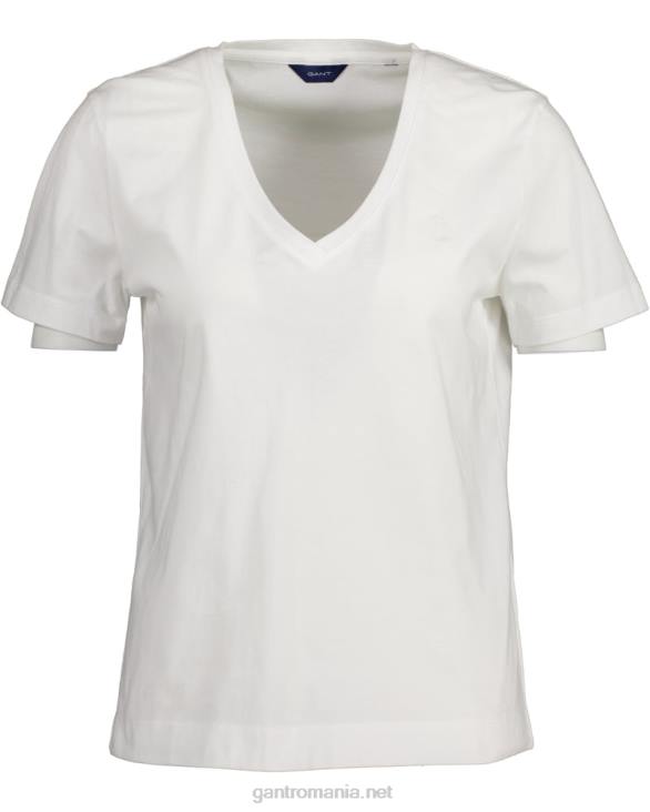 tricou original cu decolteu în V 888T614 alb GANT femei