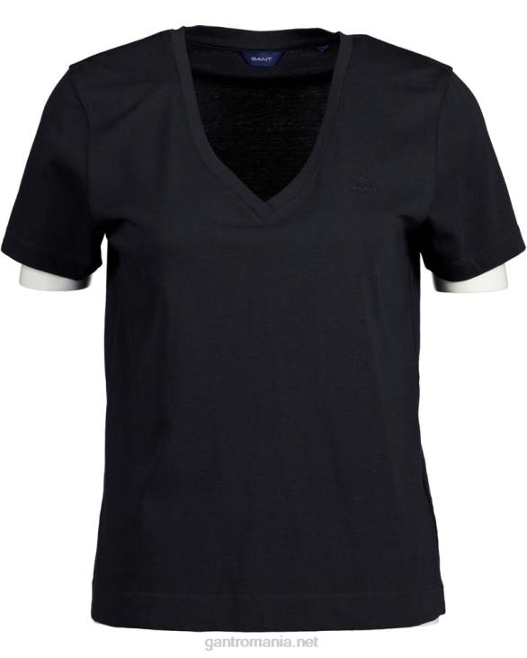 tricou original cu decolteu în V 888T623 negru GANT femei