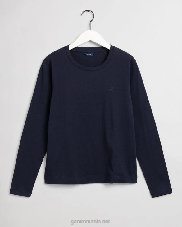 tricou original cu maneca lunga 888T632 albastru de seară GANT femei