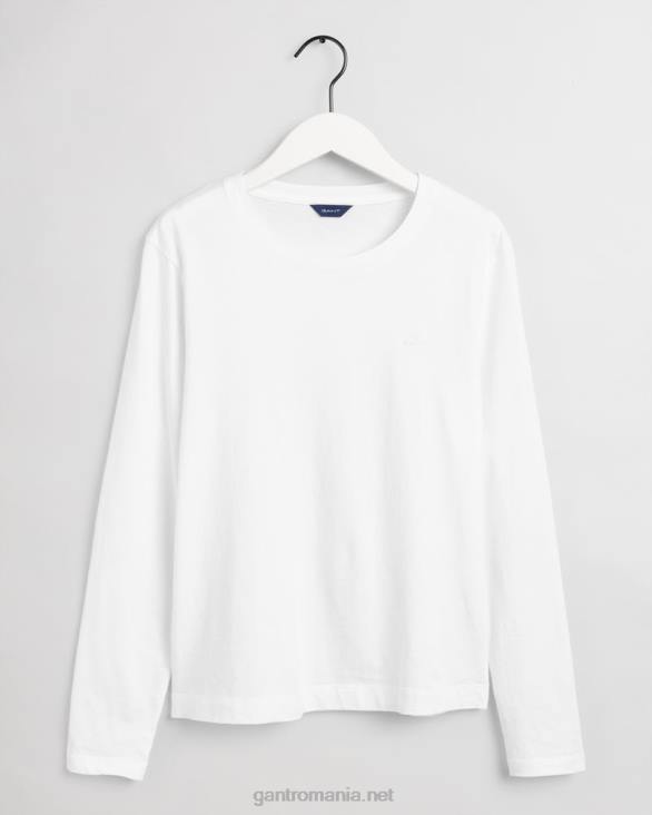 tricou original cu maneca lunga 888T636 alb GANT femei