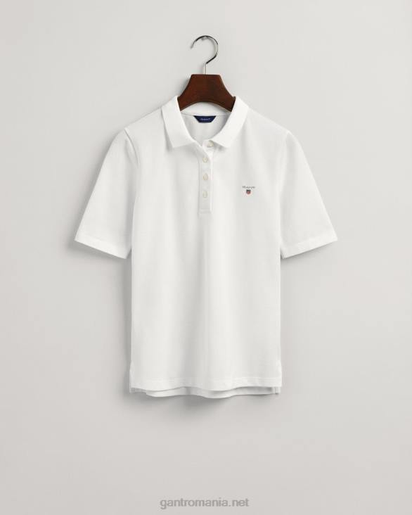 tricou polo original cu mânecă lungă și scurtă piqué 888T622 alb GANT femei
