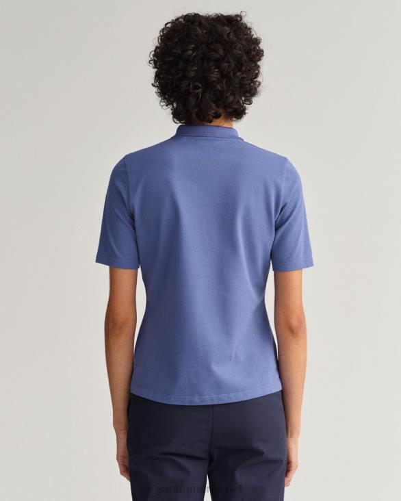 tricou polo original cu mânecă lungă și scurtă piqué 888T633 albastru uragan GANT femei