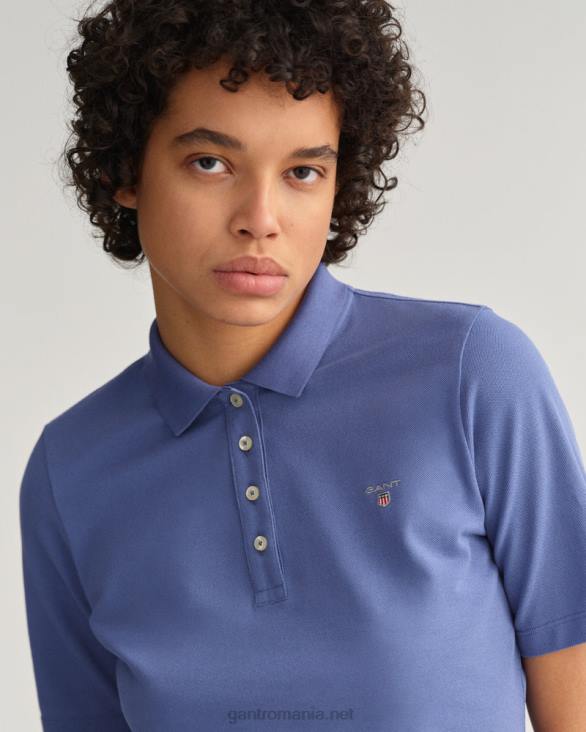 tricou polo original cu mânecă lungă și scurtă piqué 888T633 albastru uragan GANT femei