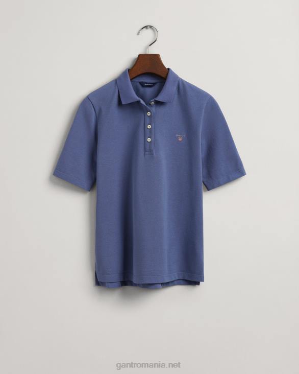 tricou polo original cu mânecă lungă și scurtă piqué 888T633 albastru uragan GANT femei