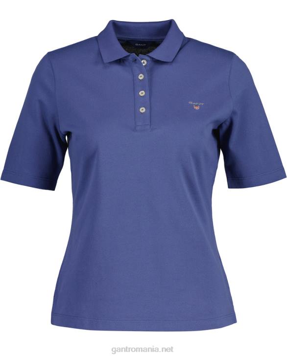 tricou polo original cu mânecă lungă și scurtă piqué 888T633 albastru uragan GANT femei