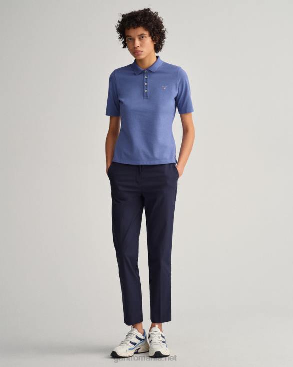 tricou polo original cu mânecă lungă și scurtă piqué 888T633 albastru uragan GANT femei