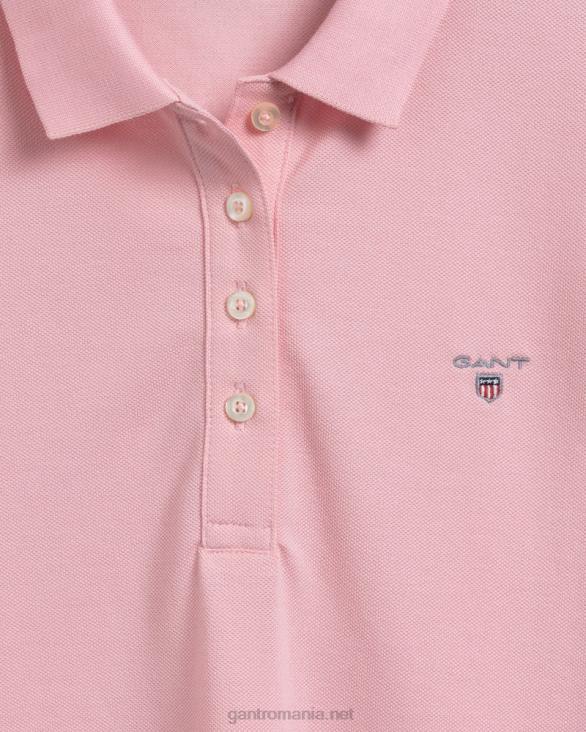 tricou polo original piqué cu maneca lunga 888T609 roz preppy GANT femei