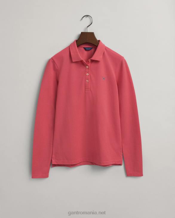 tricou polo original piqué cu maneca lunga 888T626 trandafir răpire GANT femei