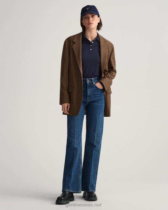 tricou polo original piqué cu maneca lunga 888T629 albastru de seară GANT femei