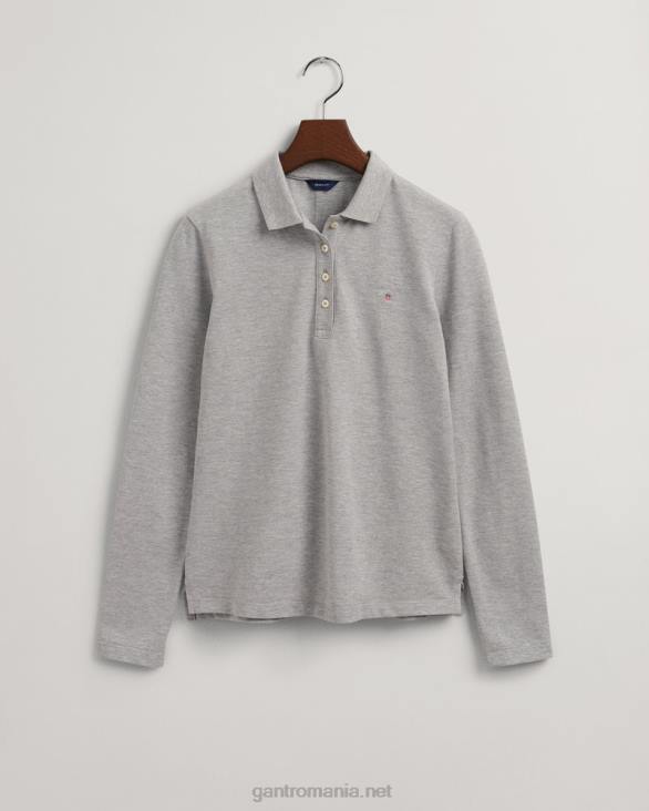 tricou polo original piqué cu maneca lunga 888T631 melange gri GANT femei