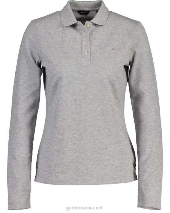 tricou polo original piqué cu maneca lunga 888T631 melange gri GANT femei