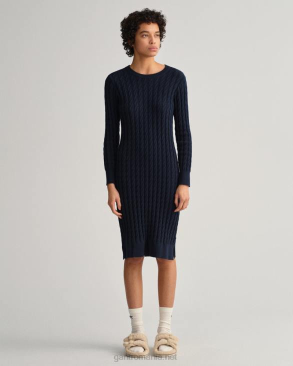 rochie cu cablu răsucite 888T645 albastru de seară GANT femei