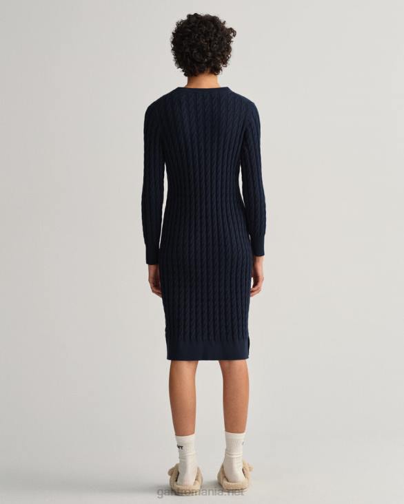 rochie cu cablu răsucite 888T645 albastru de seară GANT femei