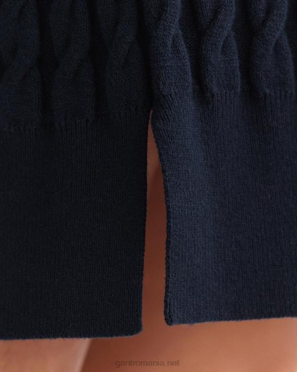 rochie cu cablu răsucite 888T645 albastru de seară GANT femei