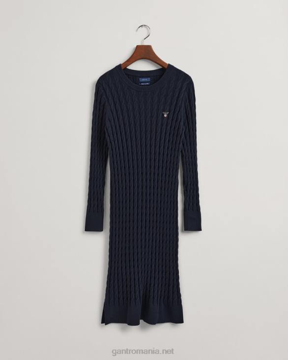 rochie cu cablu răsucite 888T645 albastru de seară GANT femei