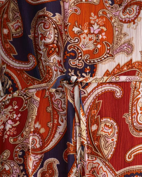 rochie maxi cu volan paisley 888T644 portocala aurie GANT femei