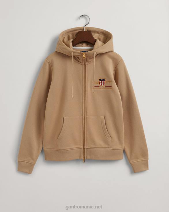archive shield hanorac cu fermoar complet 888T718 bej alun GANT femei