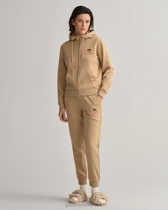 archive shield hanorac cu fermoar complet 888T718 bej alun GANT femei