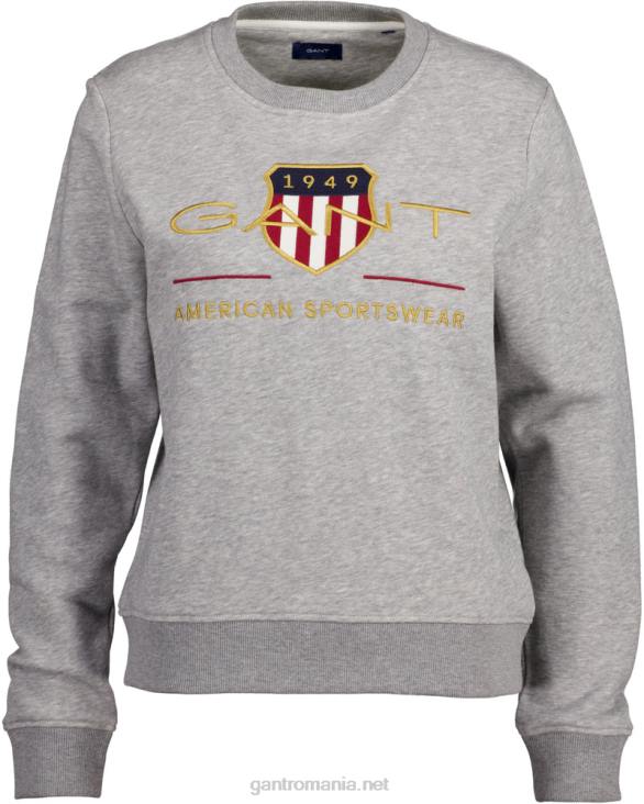 doamnelor arhiva scut crew gat sudoare 888T726 melange gri GANT femei