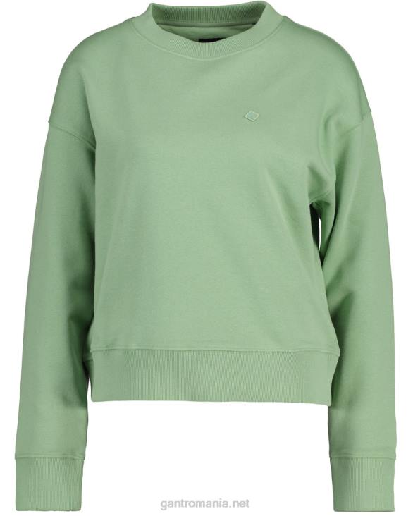 hanorac icon g essential cu gâtul rotund 888T711 verde de eucalipt GANT femei