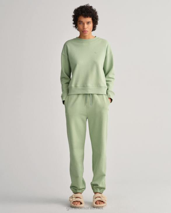 hanorac icon g essential cu gâtul rotund 888T711 verde de eucalipt GANT femei