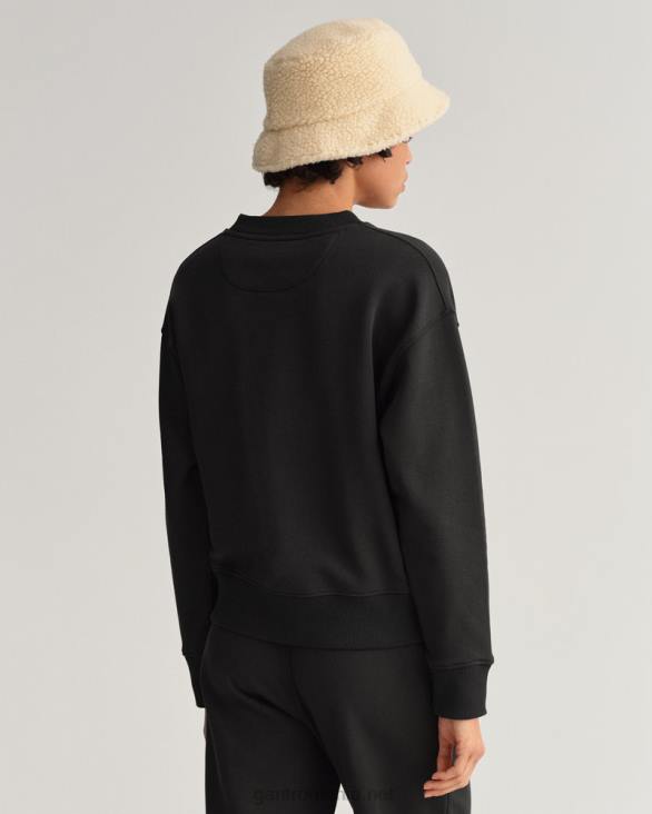 hanorac icon g essential cu gâtul rotund 888T717 negru de abanos GANT femei