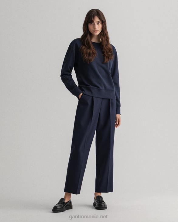 hanorac original cu gât roșu 888T735 albastru de seară GANT femei