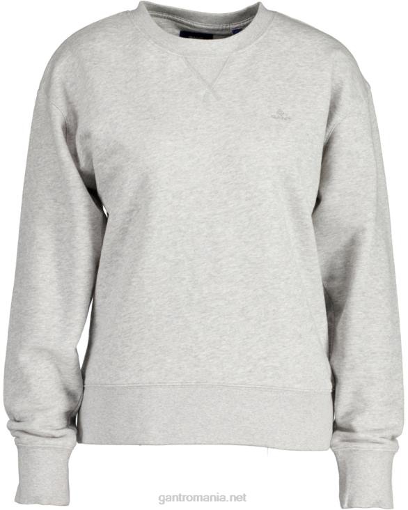 hanorac original cu gât roșu 888T737 melange gri deschis GANT femei