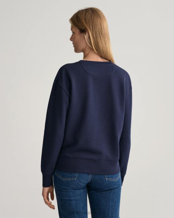 pulover cu decolteu rotund 888T710 albastru de seară GANT femei