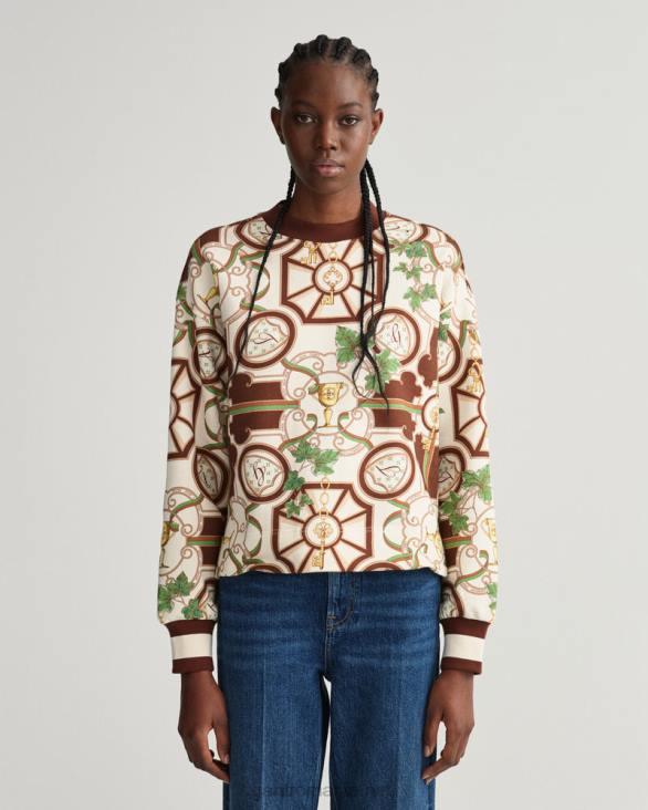 pulover cu gât roșu american de lux 888T712 boabe de cacao GANT femei