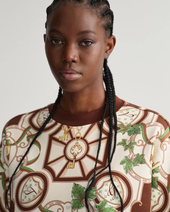 pulover cu gât roșu american de lux 888T712 boabe de cacao GANT femei