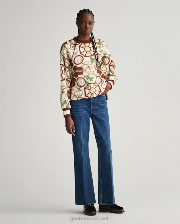 pulover cu gât roșu american de lux 888T712 boabe de cacao GANT femei