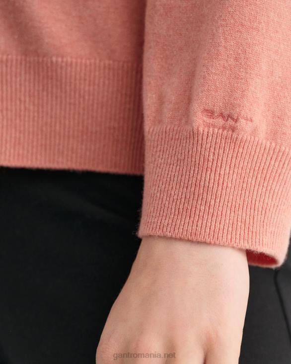 cardigan super fin din vata de miel 888T684 roz teracota GANT femei