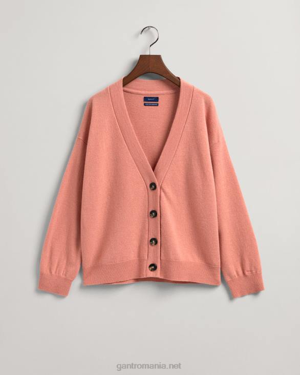 cardigan super fin din vata de miel 888T684 roz teracota GANT femei