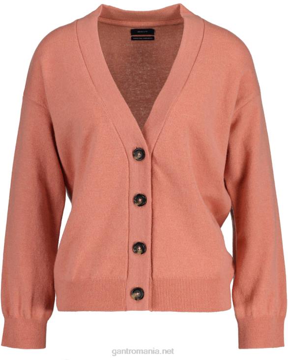 cardigan super fin din vata de miel 888T684 roz teracota GANT femei
