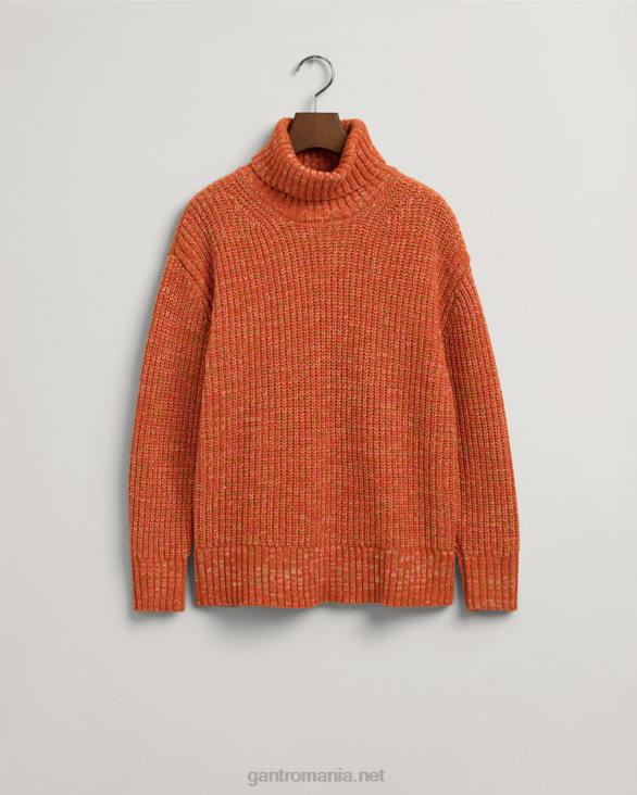 pulover cu guler rulat multicolor 888T654 portocala aurie GANT femei