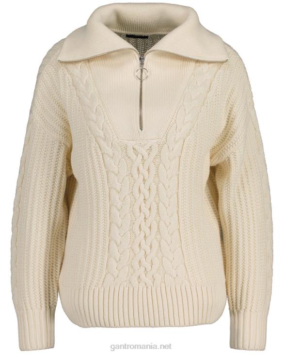 pulover cu jumătate de fermoar cablu 888T674 cremă GANT femei