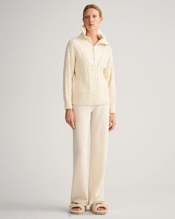 pulover cu jumătate de fermoar cablu 888T674 cremă GANT femei
