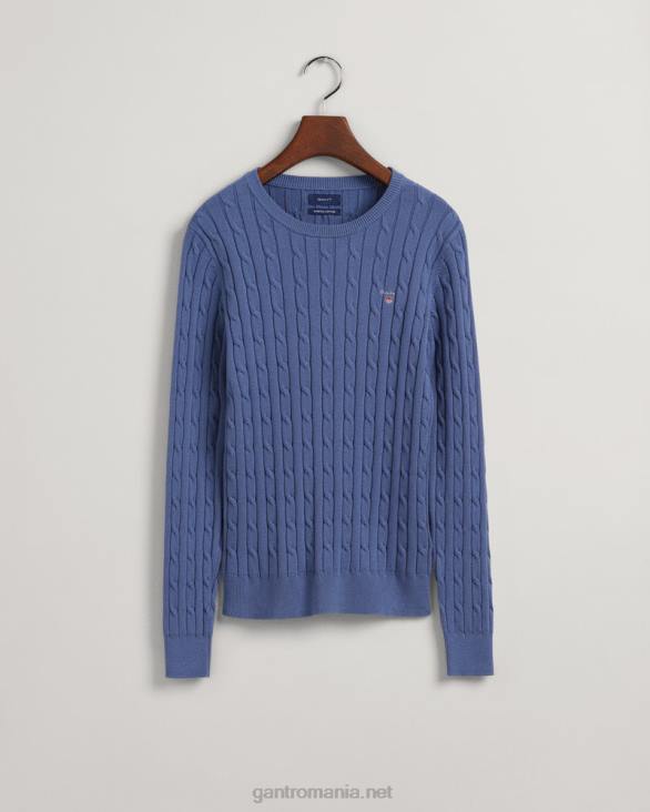 pulover din bumbac elastic cu gâtul ochilor 888T666 albastru uragan GANT femei