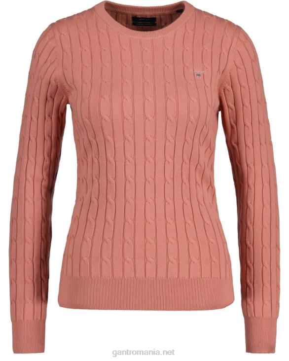 pulover din bumbac elastic cu gâtul ochilor 888T682 roz teracota GANT femei