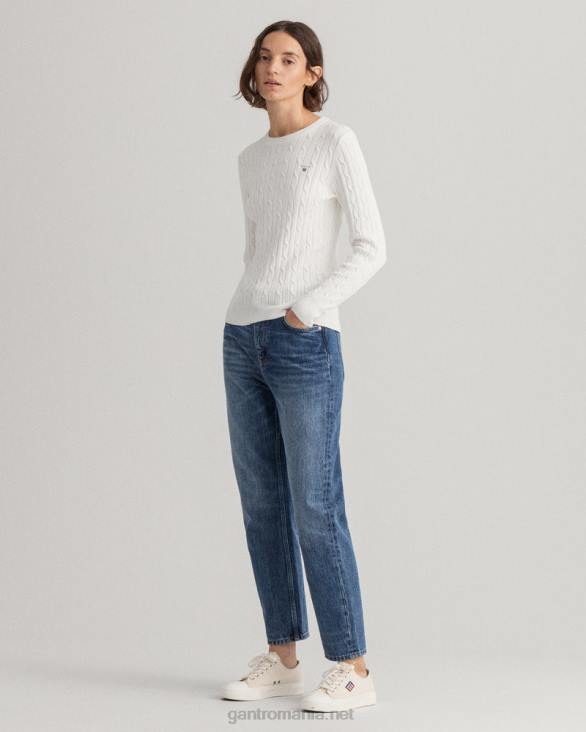 pulover din bumbac elastic cu gâtul ochilor 888T699 coaja de ou GANT femei