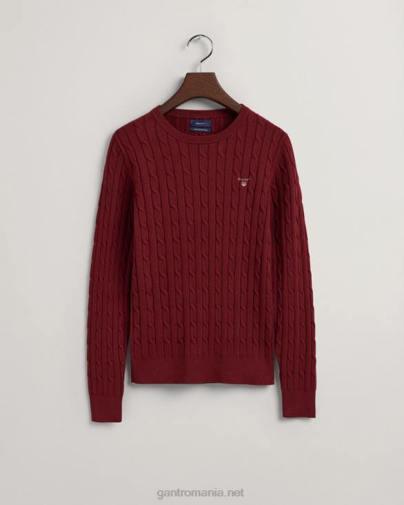 pulover din bumbac elastic cu gâtul ochilor 888T706 roșu plin GANT femei