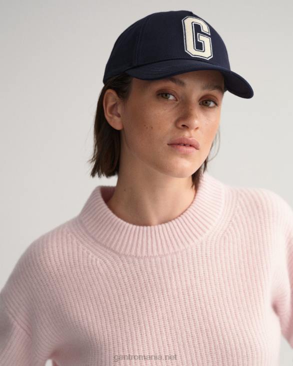 pulover din lână cu nervuri cu gâtul turnul 888T707 bujor de argint GANT femei