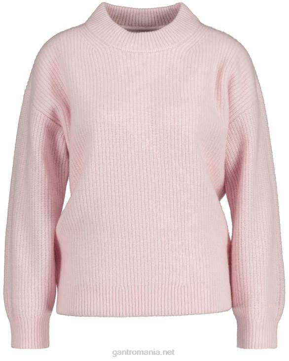 pulover din lână cu nervuri cu gâtul turnul 888T707 bujor de argint GANT femei
