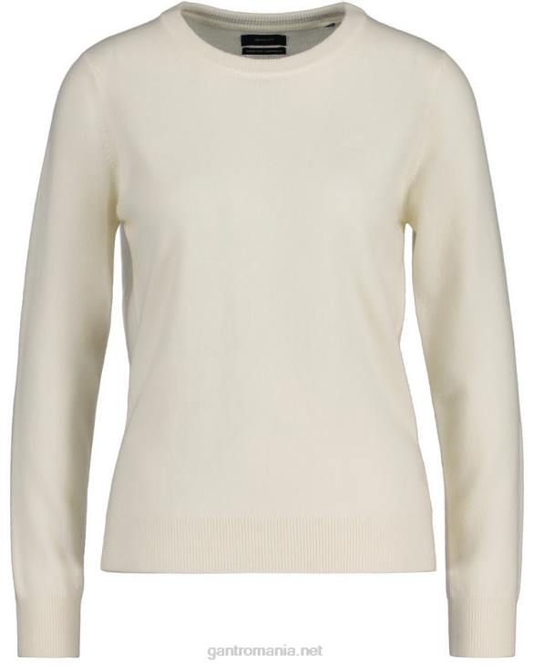 pulover din lână de miel super fină cu gâtul rotund 888T694 cremă GANT femei