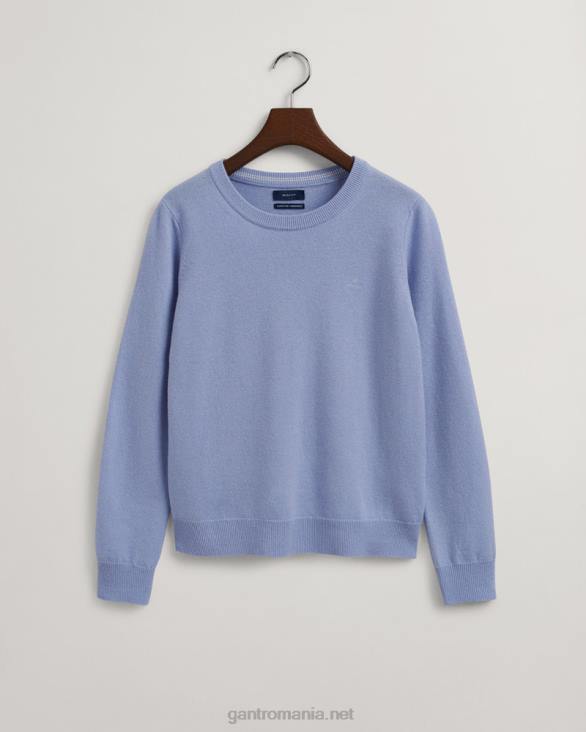 pulover din lână de miel super fină cu gâtul rotund 888T705 clopot albastru GANT femei